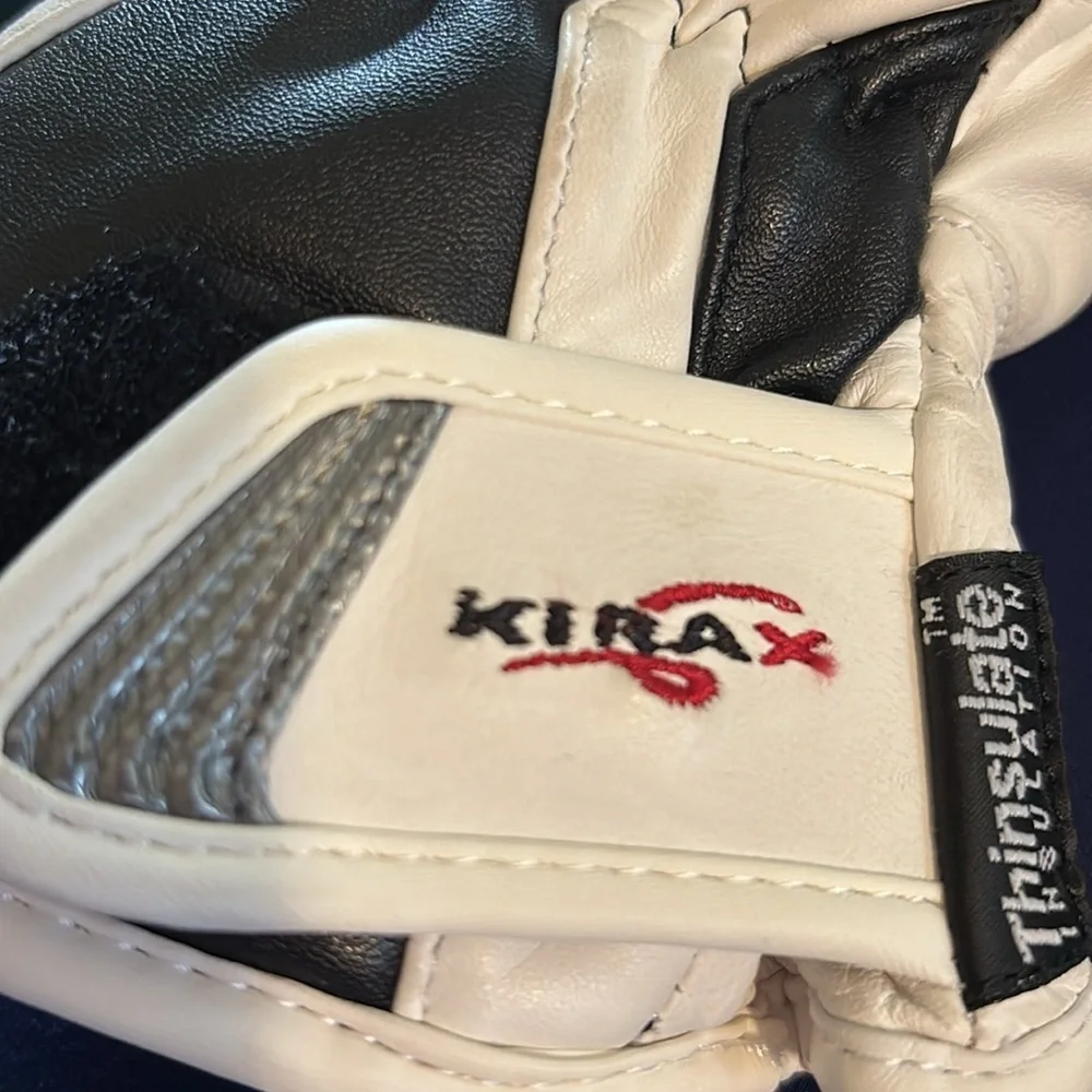 Level Women’s White Goat Leather Race Mitt Sz M/8 Adjustable Wrist Lined Grips